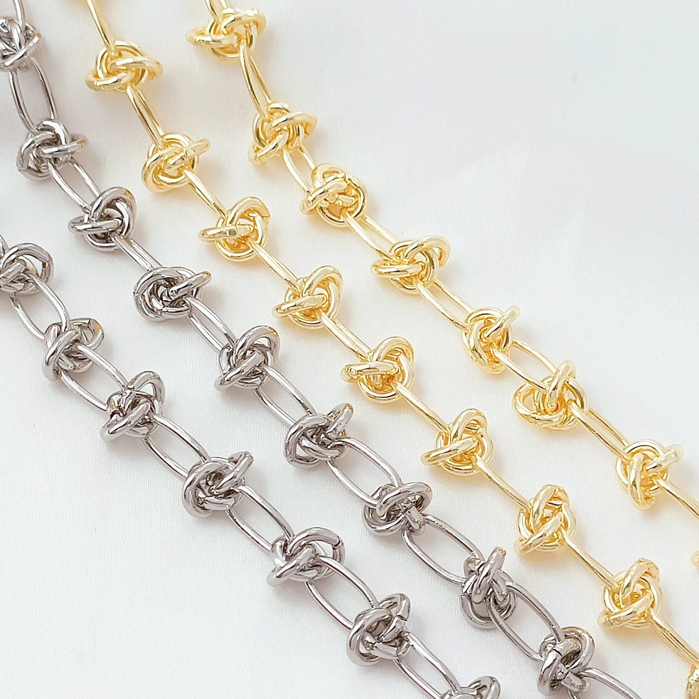 14K Copper-plated Gold-plated Smooth Knotted Handmade Chain, Loose Chain, Diy Bracelet, Necklace, Beaded Jewelry Accessories