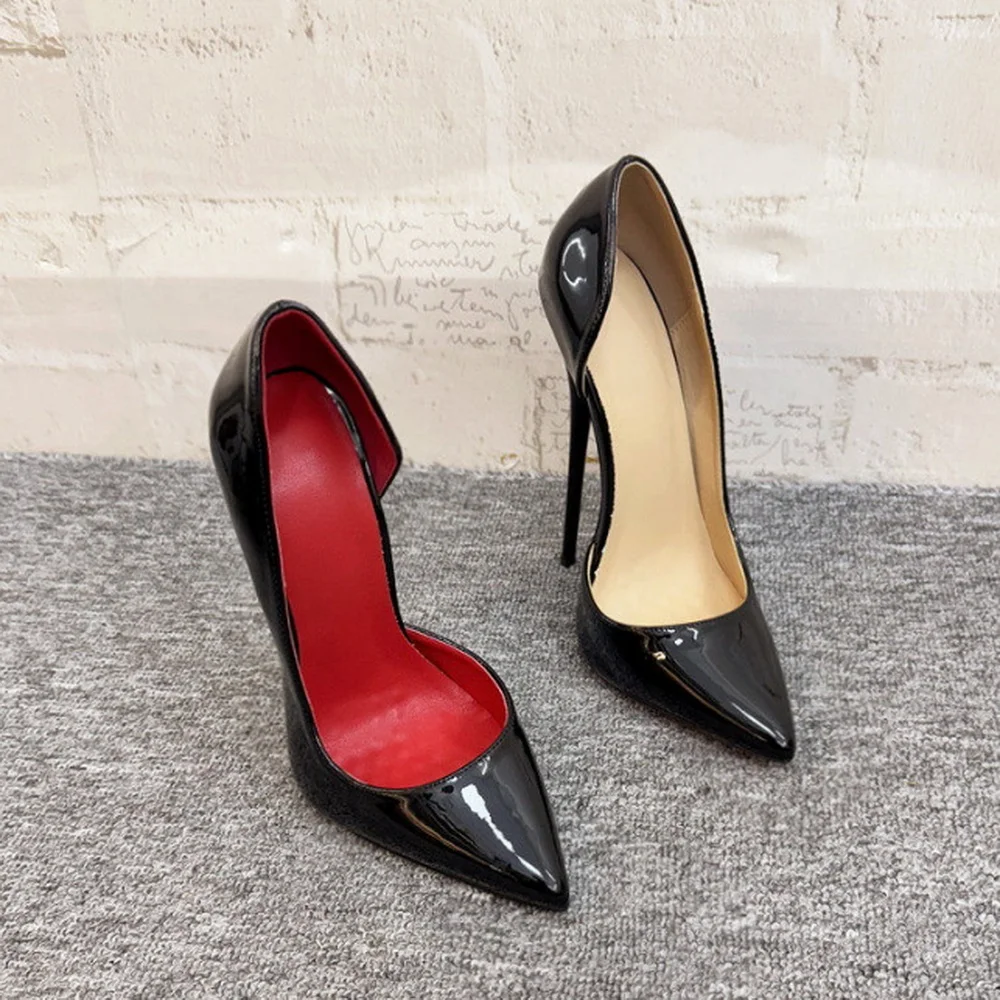 16CM/14CM High Heels Women Pumps,Unisex Stage Show Party Shoes,Patent Leather Side Shollow Slip On,Nude,White,Red,Custom Colors