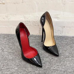 16CM/14CM High Heels Women Pumps,Unisex Stage Show Party Shoes,Patent Leather Side Shollow Slip On,Nude,White,Red,Custom Colors