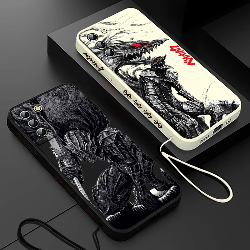 Custodia per telefono Hot Blood Anime Berserk buds per Samsung Galaxy S24 S23 S22 S21 S20 Pro FE Plus custodia per corda sinistra Ultra liquida