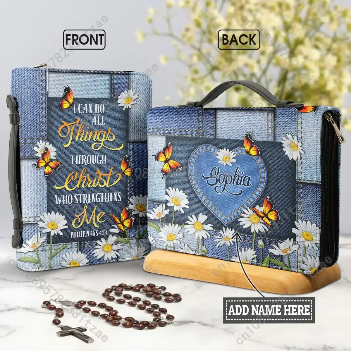 Bible Cover Case Women Study Book Holy Storage Boxes I Can Do All Things Through Christ Who Strength Handbags Church Bible Bags