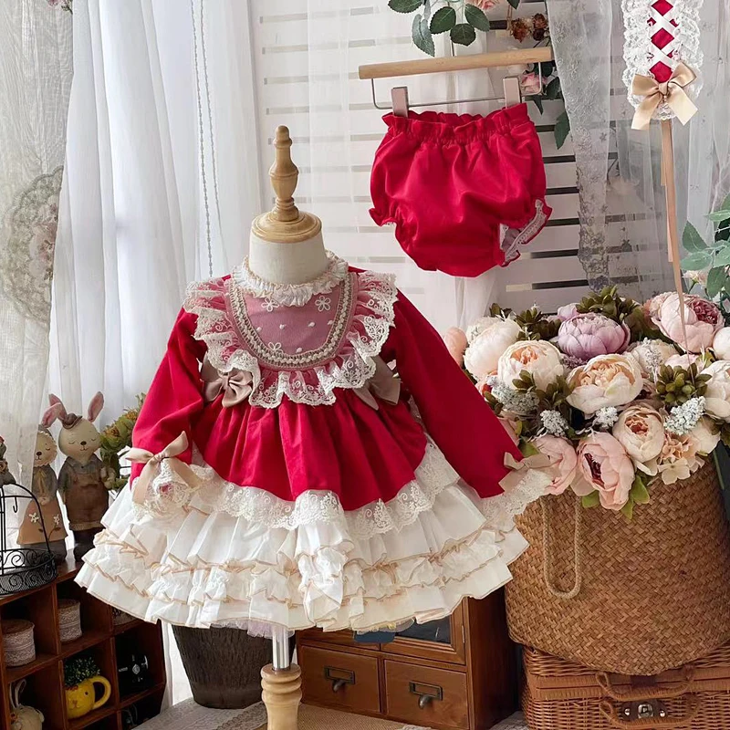 

Spanish Children Sweet Flower Girl Dress Baby Girl Clothing Flower Girl Dresses Festivals Newyears Clothes Christmas Eid Dress