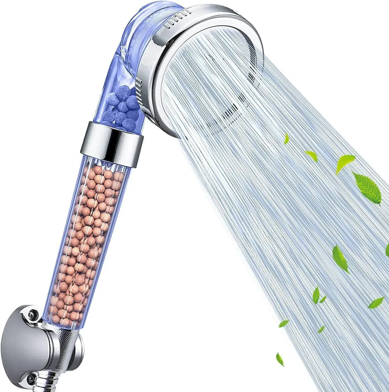 Blue Negative Ion Shower Head Pressurized Water Saving Handheld Spa Shower Nozzle