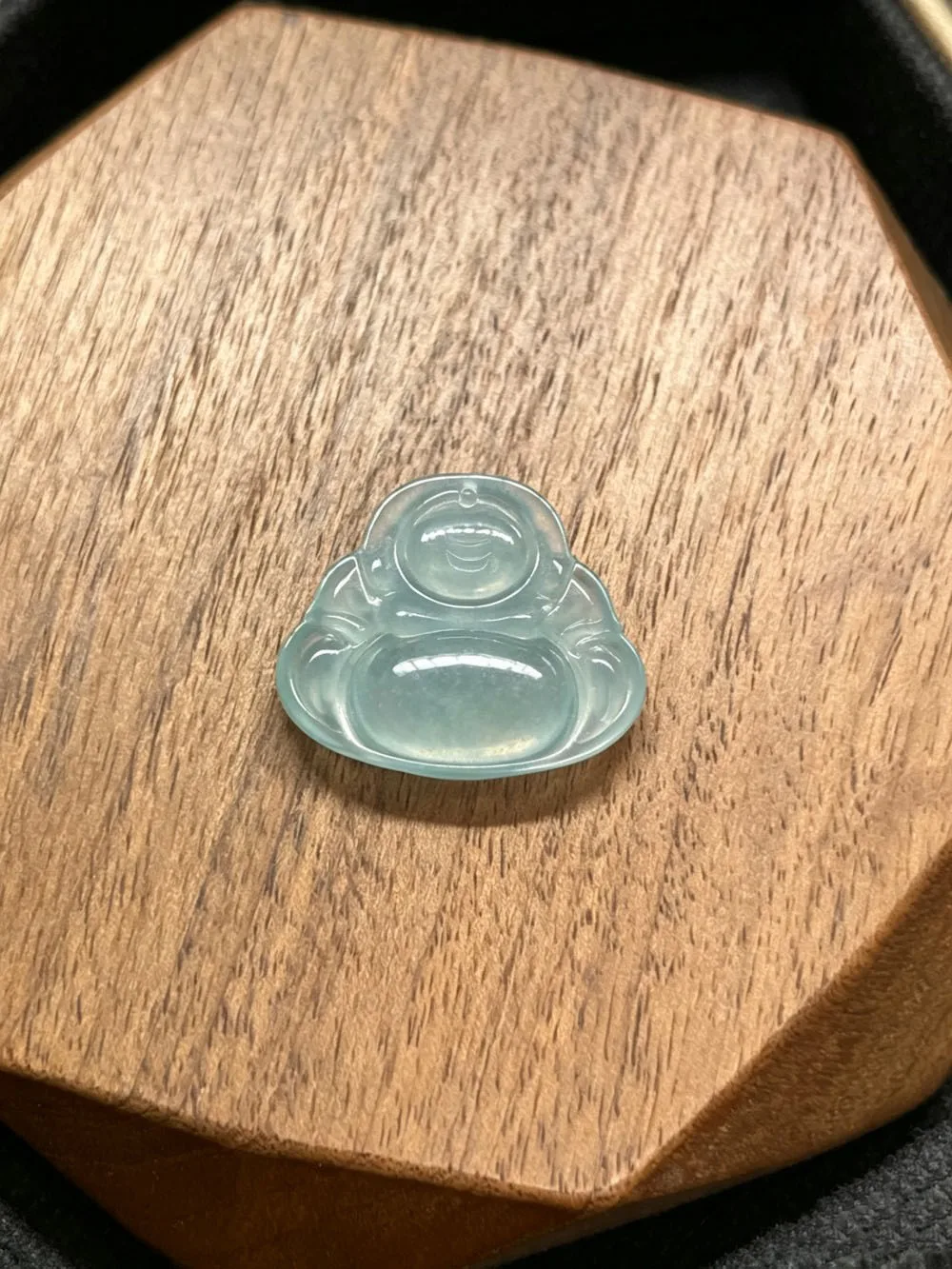 Natural A-Grade Blue Water Jadeite Laughing Buddha Pendant, Chinese Lucky Amulet Fine Jewelry Gift