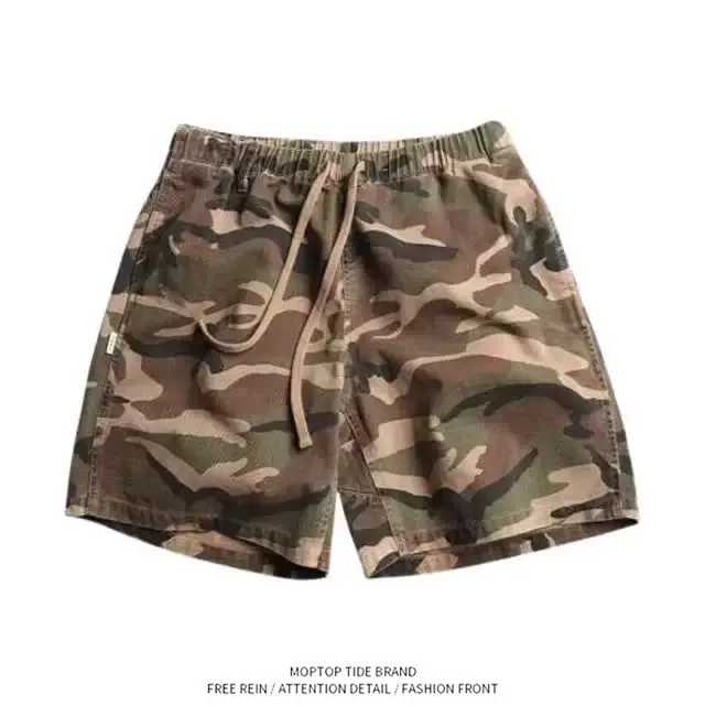 Casual Camouflage Cotton Shorts Men's Summer Loose Fit Three-quarter Length Straight Leg Workwear Pants Trendy Brand Outdoor ...