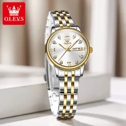 OLEVS Hot sale Women Fashion Week Date Quartz Watch for Ladies Waterproof Stainless Steel Luxury Wristwatch Womens Reloj Hombre