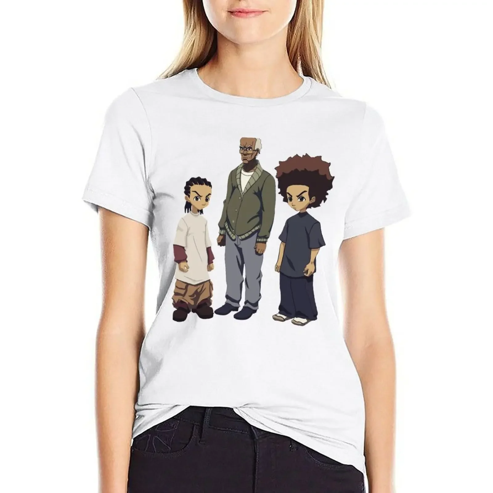 

Huey, Riley and Grandpa Freeman ... Family Photo T-shirt anime clothes female clothes for Women