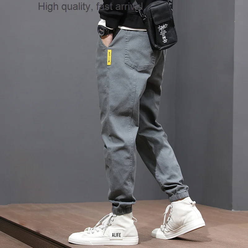 Autumn Fashion Brand Men's Overalls Loose plus Size Overweight Man Harem Pants Ankle-Tied Jogger Pants Casual Cropped Pants Thin