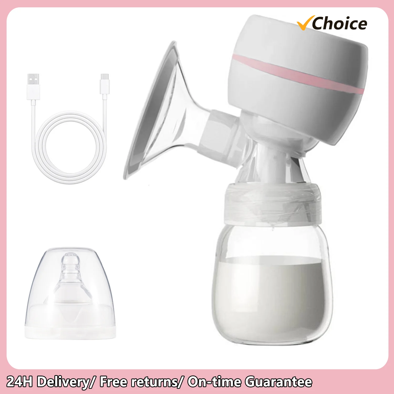 Portable Electric Breast Pump Breast Pump with LED Screen Milk Puller for Breastfeeding Low Noise 180ml Milk Bottle BPA-free