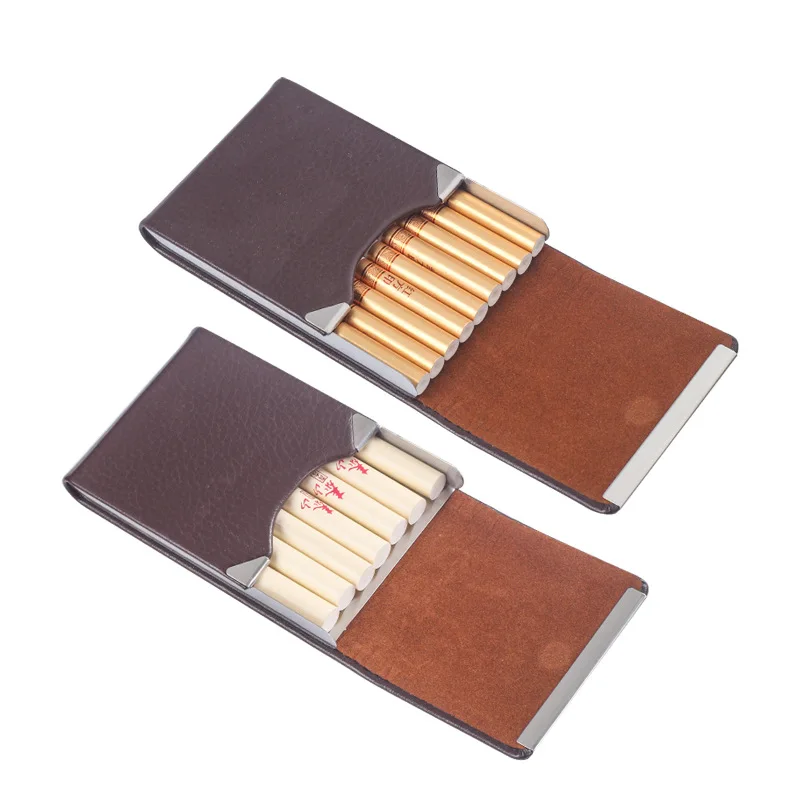 Multifunction Stainless Steel Cigarette Case PU Cigar Storage Box Tobacco Holder 1 PC Card Cases Smoking Accessories