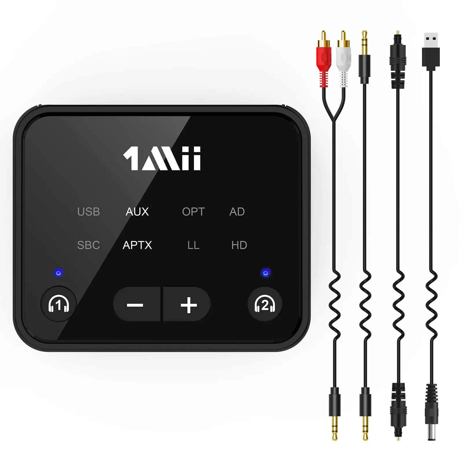 1Mii Récepteur Bluetooth 5.0, Adaptateur Audio Bluetooth Hi-FI pour Haut-Parleur avec AUX 3,5 mm Jack/RCA, récepteur Audio sans Fil avec 3D Surround AptX LL pour stéréo, Longue portée 1Mii Récepteur Bluetooth 5.0, Adaptateur Audio Bluetooth Hi-FI pour Haut-Parleur avec AUX 3,5 mm Jack/RCA, récepteur Audio sans Fil avec 3D Surround AptX LL pour stéréo, Longue portée