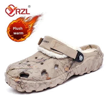 YRZL kapcie męskie sandały dla mężczyzn drewniaki jesienno-zimowa sypialnia pluszowy domowy pantofel bawełniany śliczne ciepłe antypoślizgowe pantofle damskie