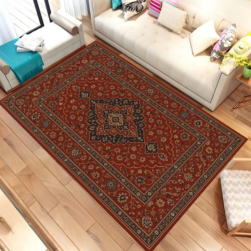 Retro Mat Washable Carpet Living Room Bedroom Home Abstract Ring Rug Cozy Floor Mat Lounge Office Apartment Indoor Bohemian