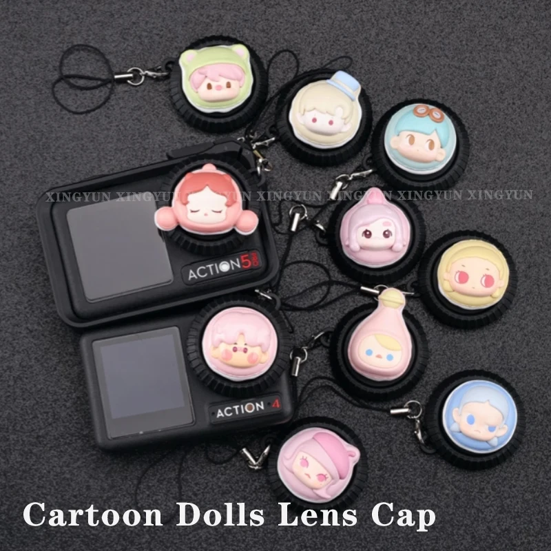 

Cartoon Dolls Lens Cover Silicone Protective Case For DJI OSMO Action 5 Pro/Action 4/3 Lens Cover Lanyard Camera Accessories