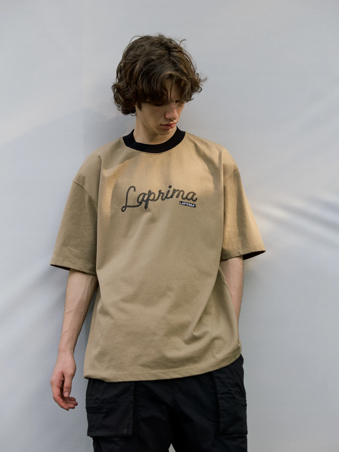 

LAPRIMA Floing Linen Rope Logo Printed T-irt Casual Loose Fit Cotton Tee Breathable Summer ort Sve for Youth