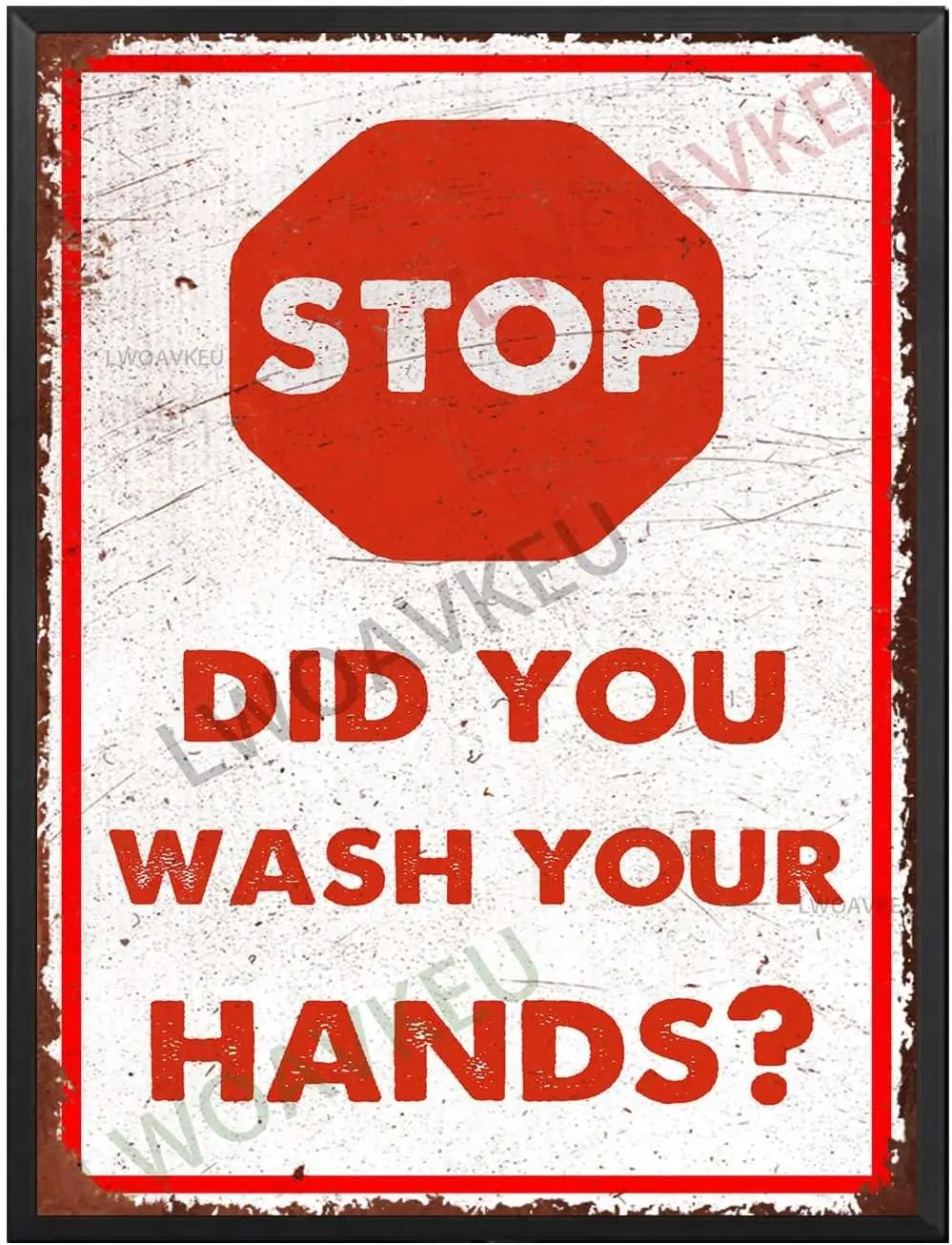 لافتات قصدير ألمنيوم لتزيين الجدران ، لافتات للكهف ، حانة ، ملهى ، توقف ، هل تغسل يديك ، إطار معدني ، هل تغسل يديك ؟