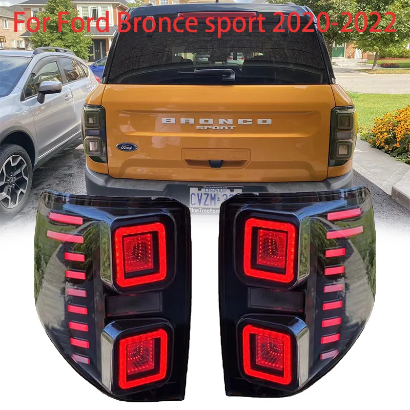 1 Pair LED Smoked Tail Lights Rear Lamps Brake Stop for Ford Bronce Sport 2020-2022 Car Lamp Accessories