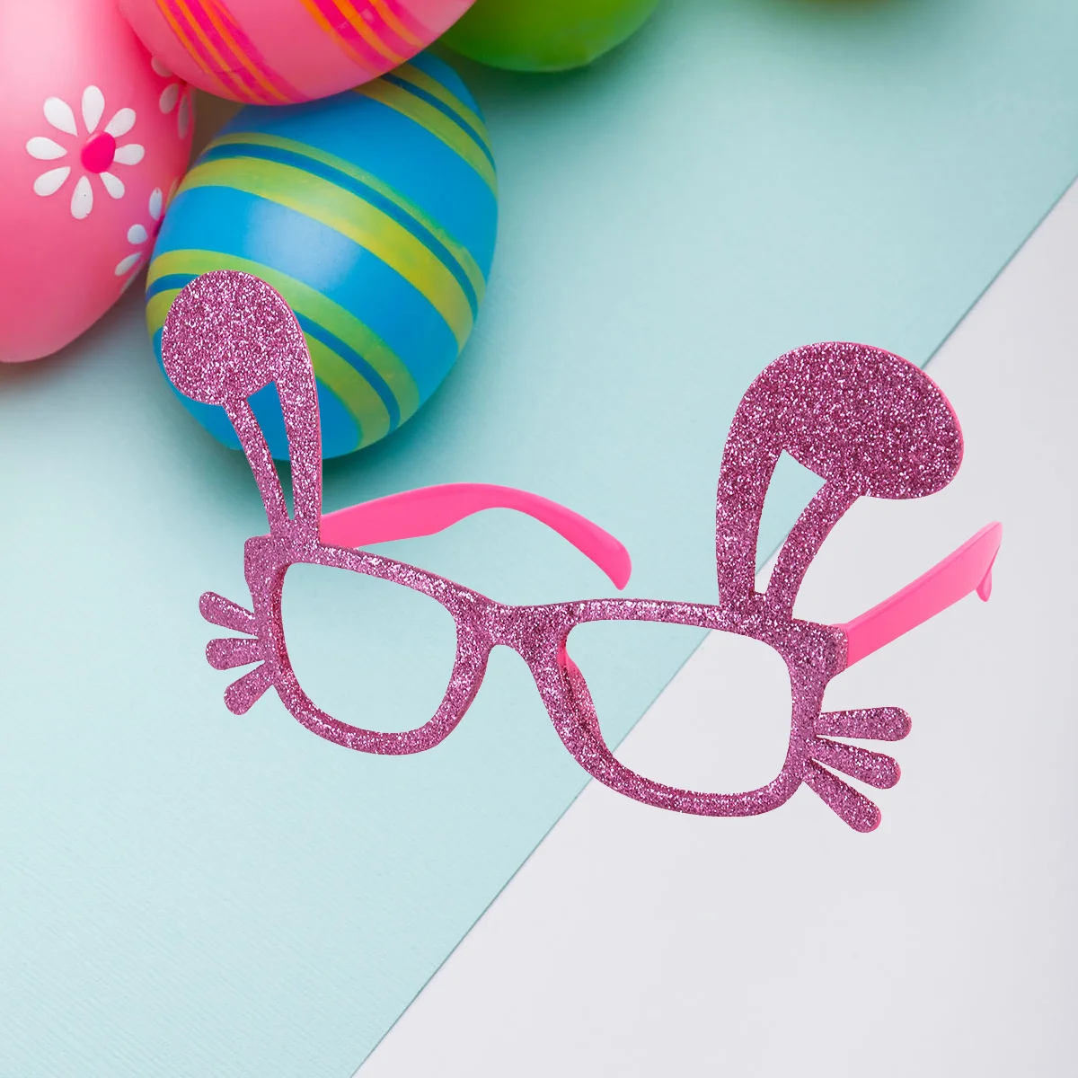 

Bunny Ear Glitter Funny Glasses Frames One Size Fits Most Adults Lightweight Novelty Sunglasses Without Lenses for Easter