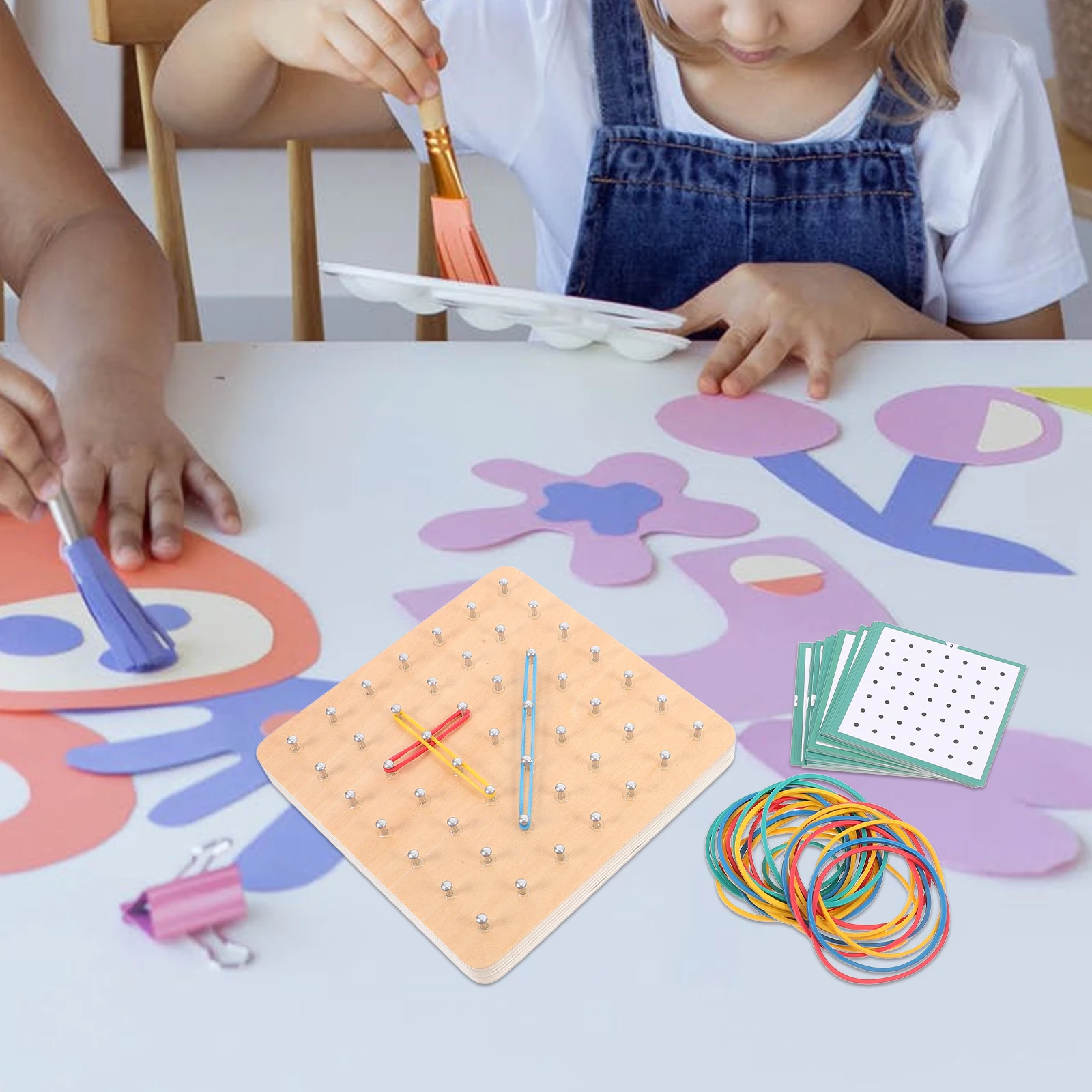 

1 Set Wood Geoboard Nail Board Puzzle For Kids Geometry Learning Tools Educational Game