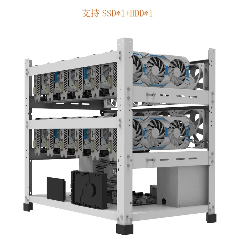 EATX Main Board Multi Graphics Card Rack Open Dual Layer 12 Card Fixed Dual Power Slot for Enhanced Gaming And Computing