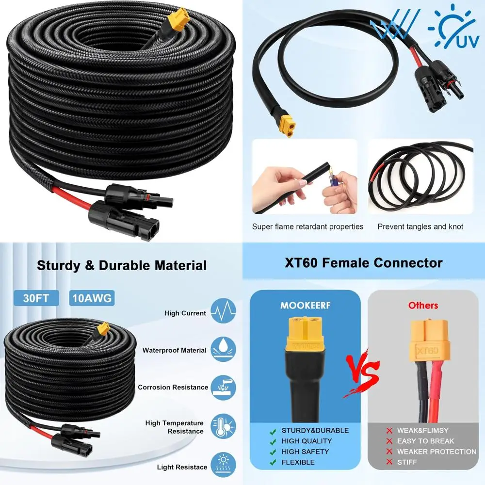 

10AWG 30ft XT60 Cable for RV Portable Power Station or Generator