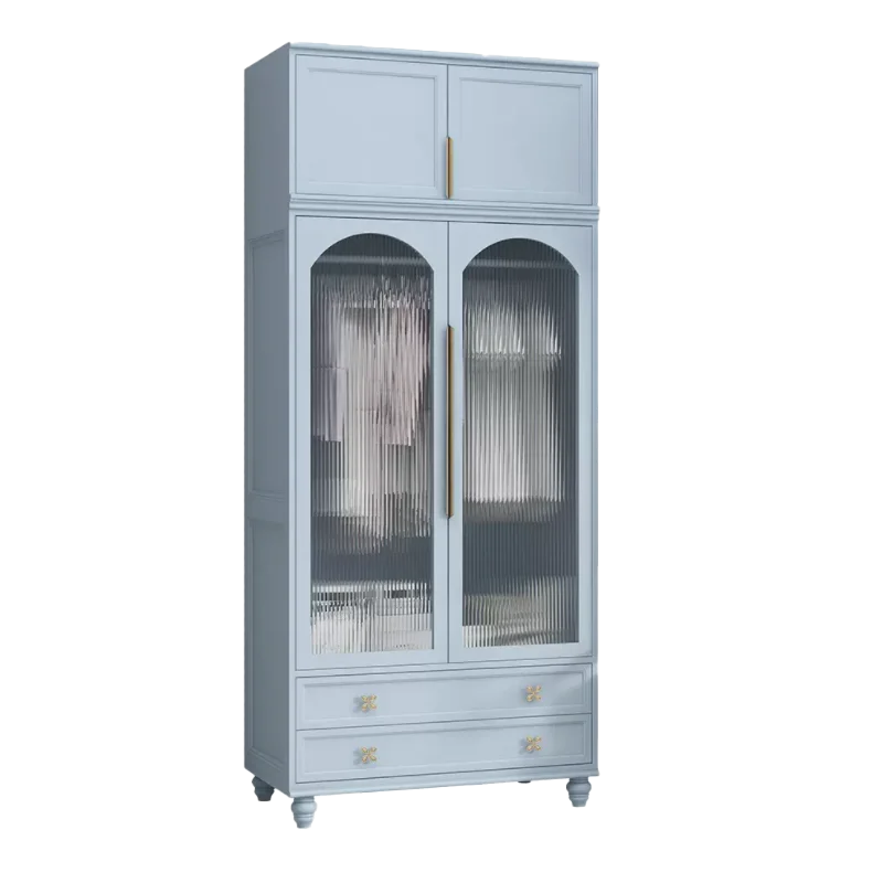 Changhong glass master bedroom cloakroom furniture with lamp American simple bedroom combination