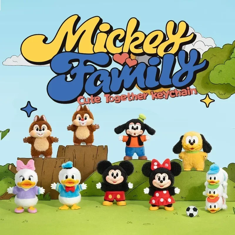 

2025 New Mickey Family Cute Together Keychain Series Blind Box Vinyl Doll Mickey Mouse Anime Figures Decor Collection Kids Gifts