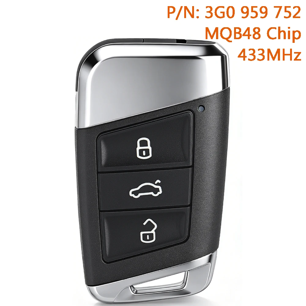 KEYECU 3G0959752 Smart Keyless Remote Key Fob 433MHz MQB48 Chip for VW Volkswagen Passat Magotan B8 Skoda A7 Variant KYDZ PCB