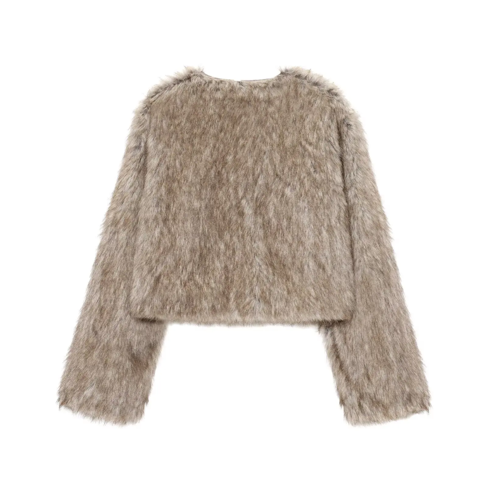 KONDALA Chic Khaki Luxurious Furry Noble Winter Elegant Women Jacket Fashion 2025 Fall Faux Fur Night Club Party Short Outwear