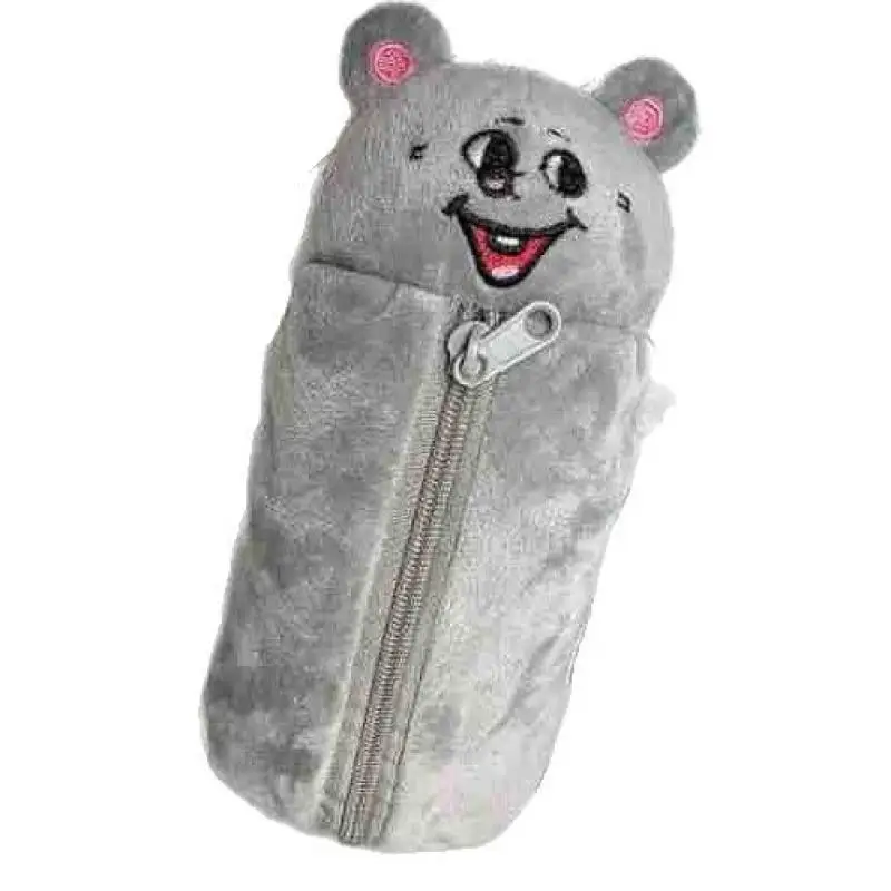 Cartoon Smiling Mouse Plush Pencil Case Cute Student Stationery Bag Large Capacity Storage Bag