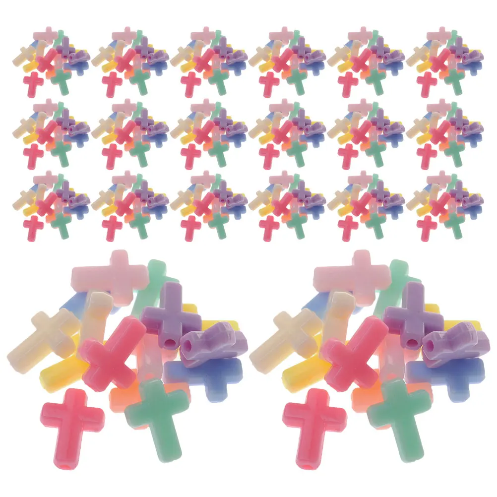 

500Pcs Acrylic Cross Beads Plastic Strong Jewelry Accessories Necklace Bracelet Craft Spacer