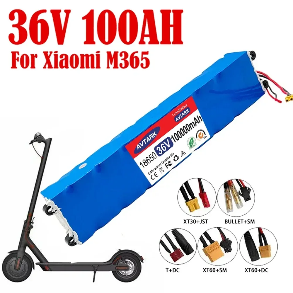 

36V 100Ah 18650 lithium battery pack 10S3P 500W High power Same port 42V Electric Scooter M365 ebike Battery with Bracket