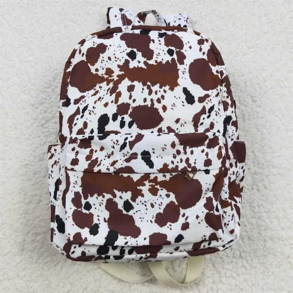 Wholesale Baby Girl Brown Backpack Toddler Outdoor Portable Kids Children Western Cow Print School Boutique Bag