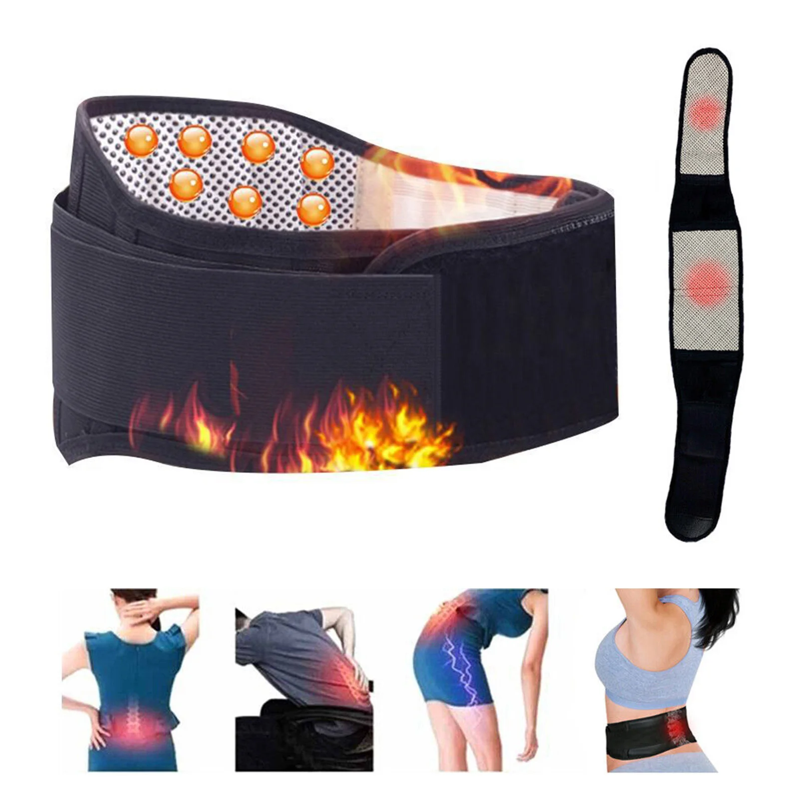 Self-Heating Lumbar Waist Strap Adjustable Protective Waist Wraps for Back Lower Back Lumbar Pain Relief SNO88