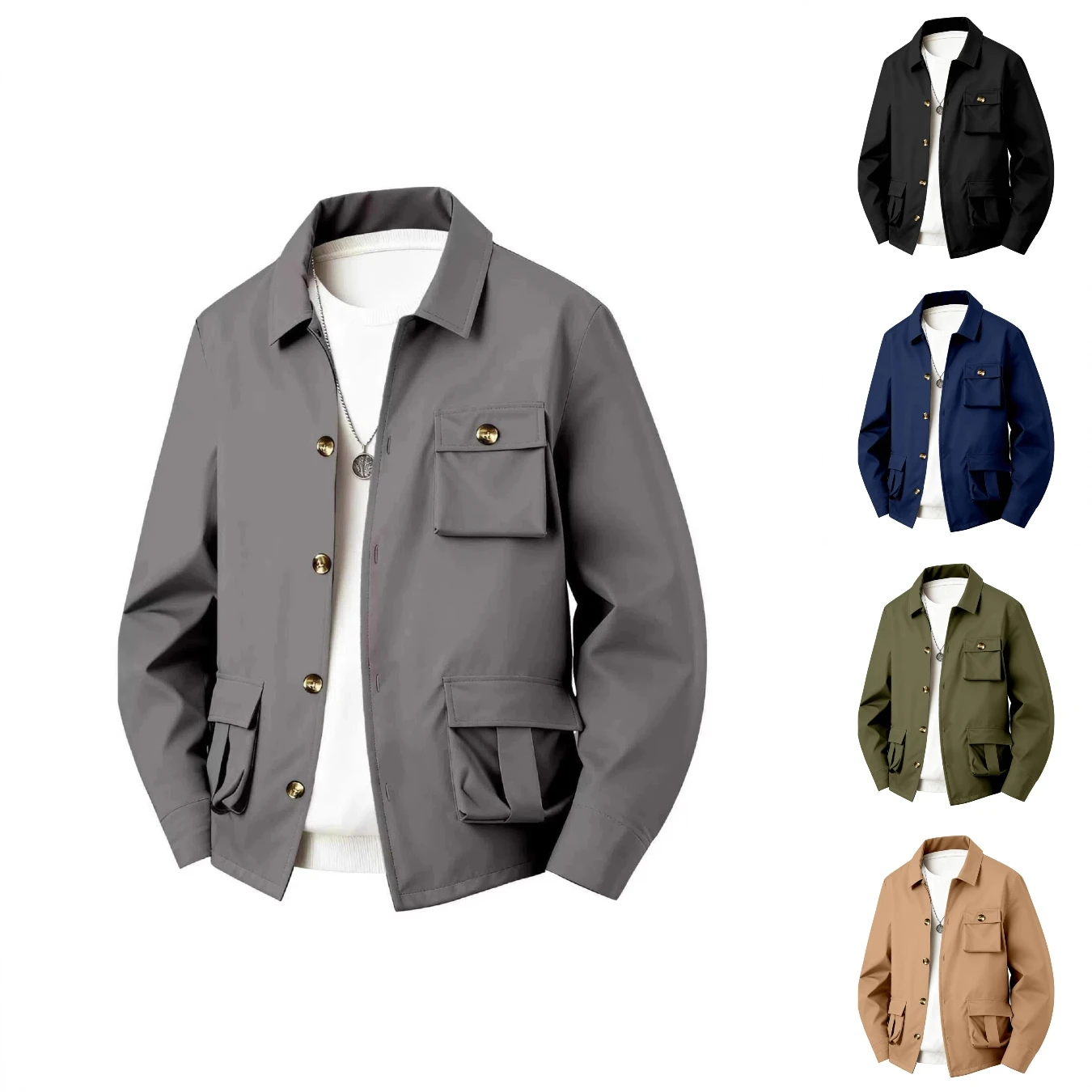 

Мужская куртка в стиле милитари на весну и осень, новая модель, модная и трендовая, с множеством карманов, свободного кроя, в стиле ретро, рабочая одежда