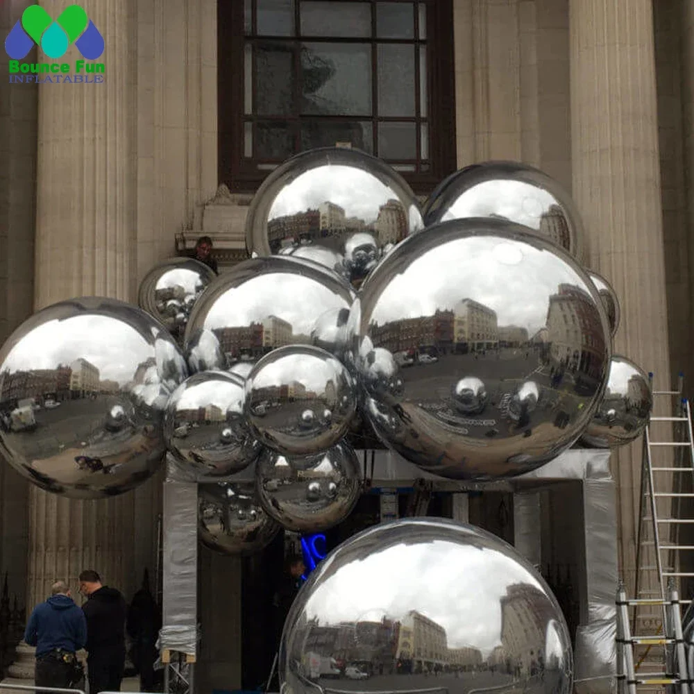 

Wholesale Colorful Hanging Inflatable Mirror Ball Mirror Balloon Large Sealed Gold Silver Sphere For Wedding Event Decoration