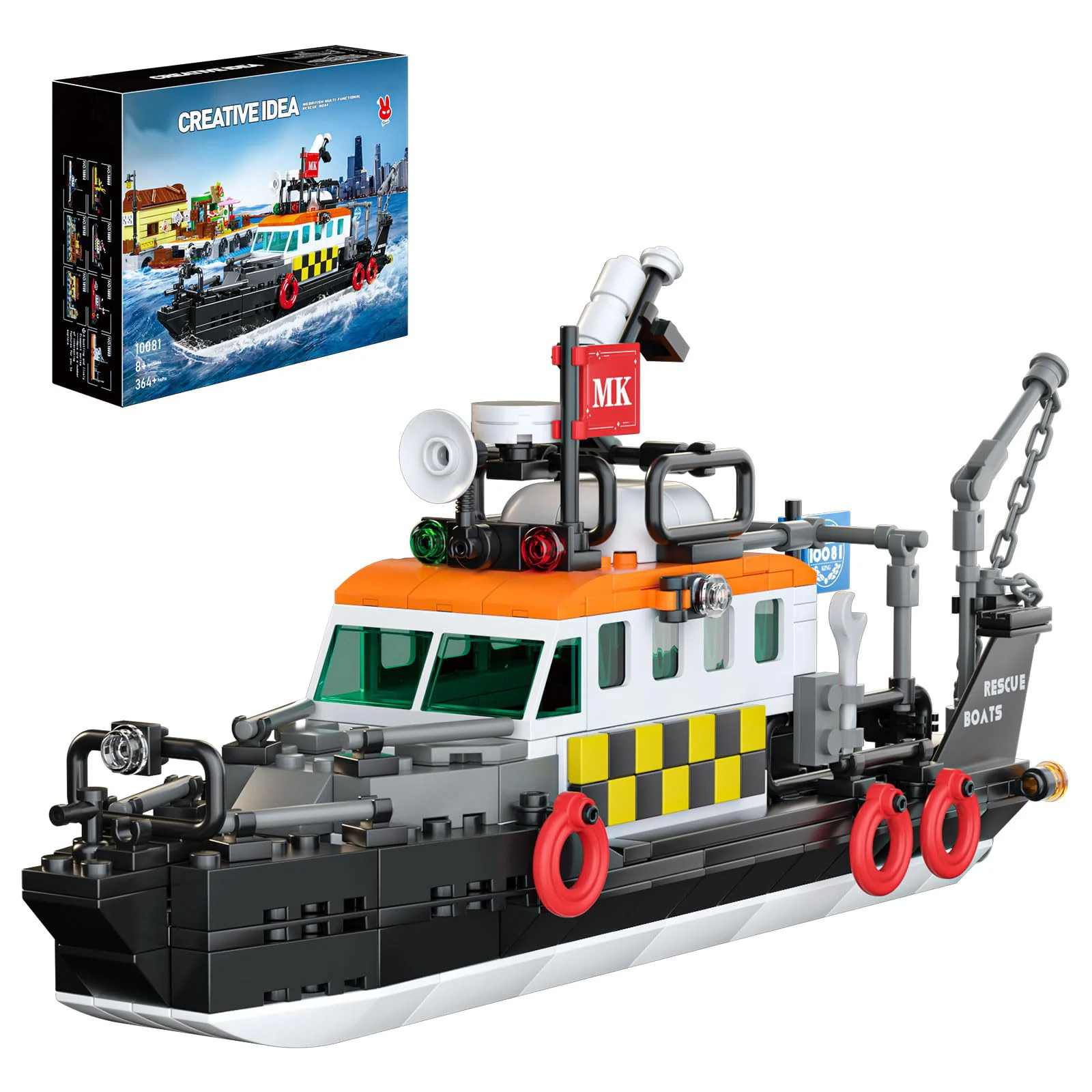 

Mould King 10081 Multi Function Rescue Boat 364PCS Building Blocks MOC Ship Model DIY Assembly Bricks Educational Toy Gift Kids