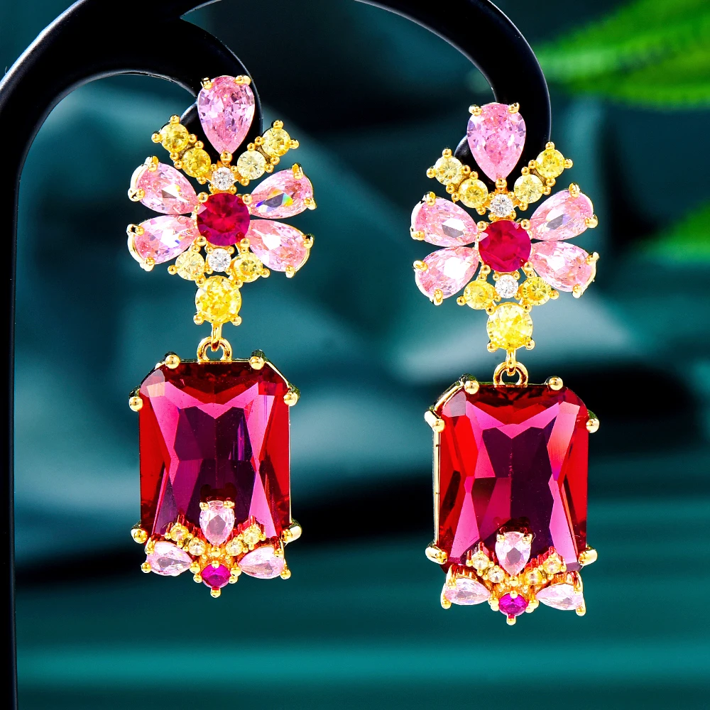 Kellybola New Original Colorful Candy CZ Earrings for Women Wedding Holiday Party Occasion Shiny Luxury Jewelry High Quality