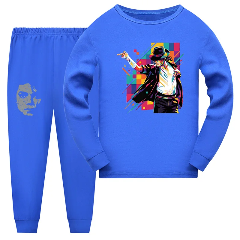 Neue Herbstkollektion: King of Pop Michael Jackson Lustiges Kleidungsset, Kinderkleidung, Mädchen-Pyjama-Set, Jungen-Schlafanzug, Nachtwäsche-Anzug – Detail 5