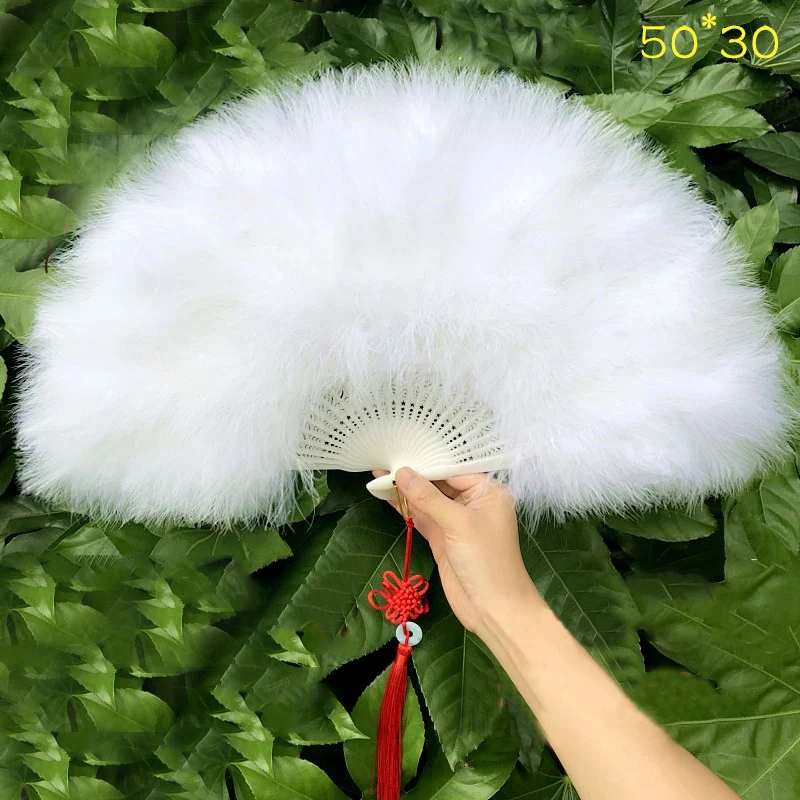 

Soft Fluffy Hand Held Fan Chinese Style Soft Colorful Feather Fan Dance Wedding Ladies Fancy Dress Performance DIY Decor