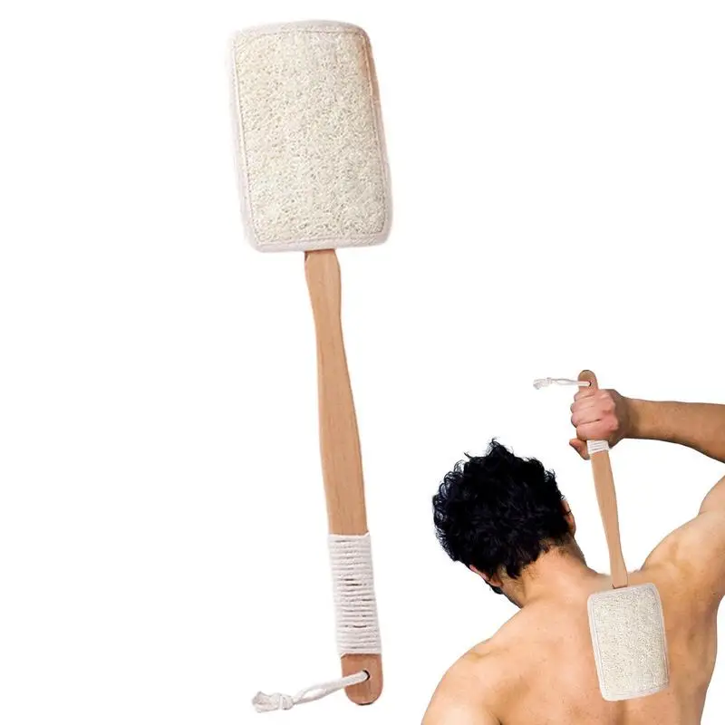 Loofah On A Stick Long Handle Luffa Bath Body Scrubber Brush With Long Handle Back Loofah Exfoliation Scrub For Shoulders Back