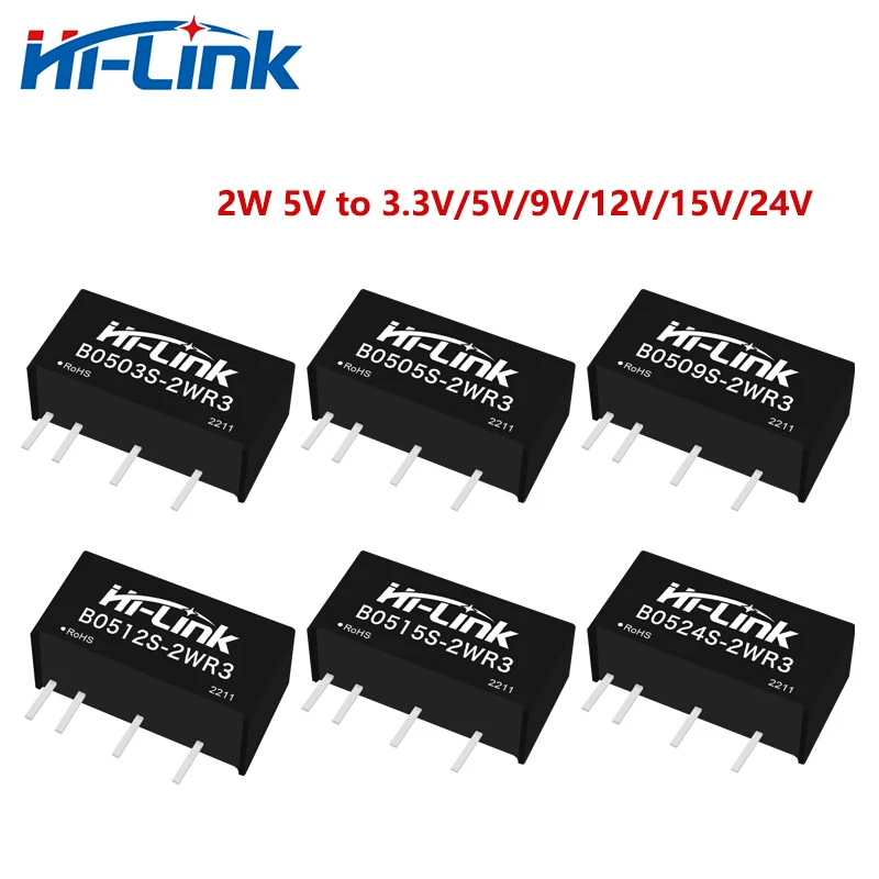 Small Size Hi-Link B0503/05/09/12/15/24S-2WR3 2W 5V to 3.3V/5V/9V/12V/15V/24V DC DC Power Supply Module Consumer Electronics