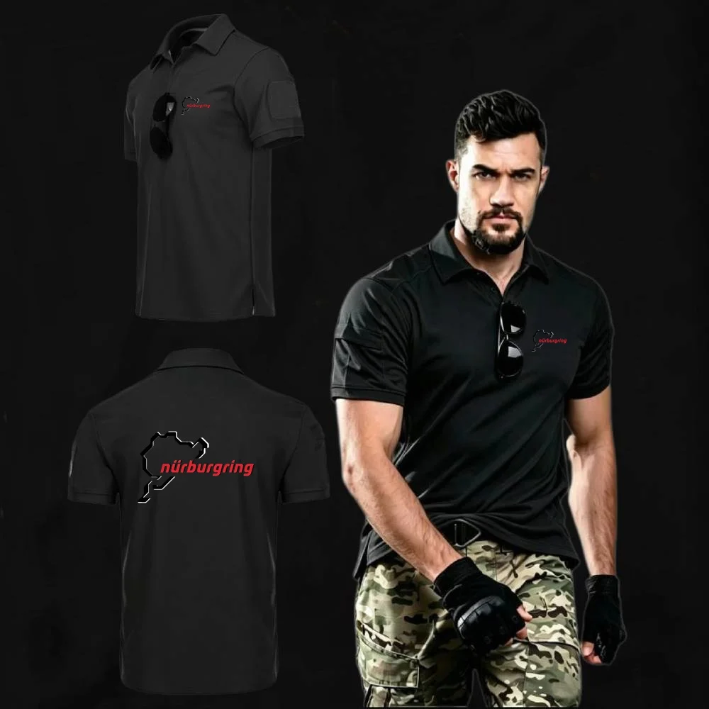 Polo Shirts Military Tacitcal Training Short Sleeve Shirt Nürburgring Race Track Men's Expedition Tees Cycling Hiking Tshirt