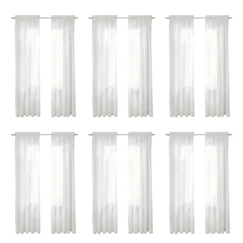 A96K-Window White Sheer Curtains 108 Inches Long 12 Panels Sheer White Curtains Clear Curtains Basic Rod Pocket Panel