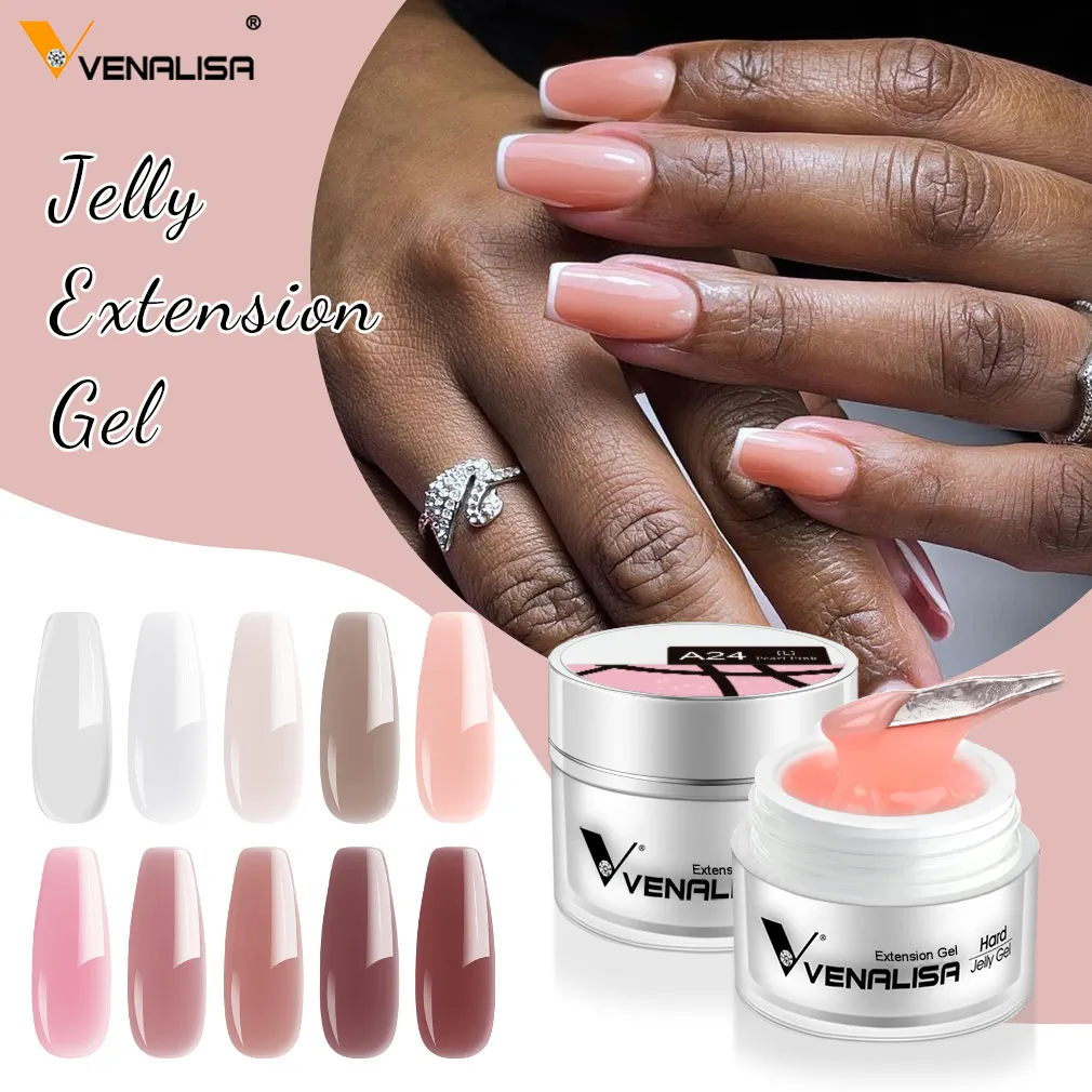Venalisa Jelly Color Gel 15 ml LED- und UV-Verlängerungsskulptur-Nagelgelverlängerung UV-LED-Nagelgel 24 Farben Tarnung milchig weiße Nägel – Detail 6