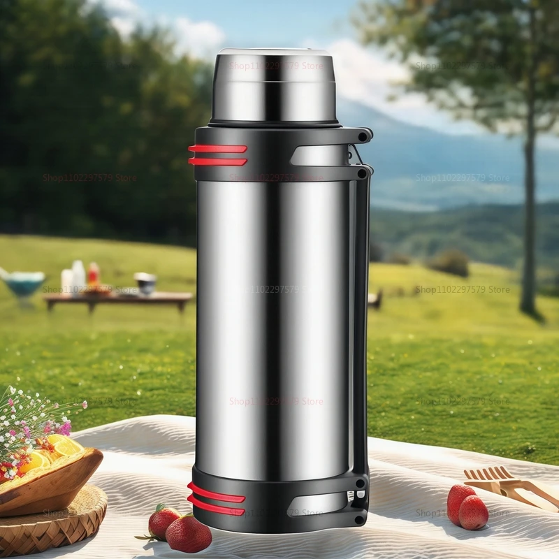 Vakuum-Thermosflaschen aus echtem Edelstahl, isolierte Wasserflaschen mit supergroßer Kapazität für Outdoor-Reisen, Isoliercamping