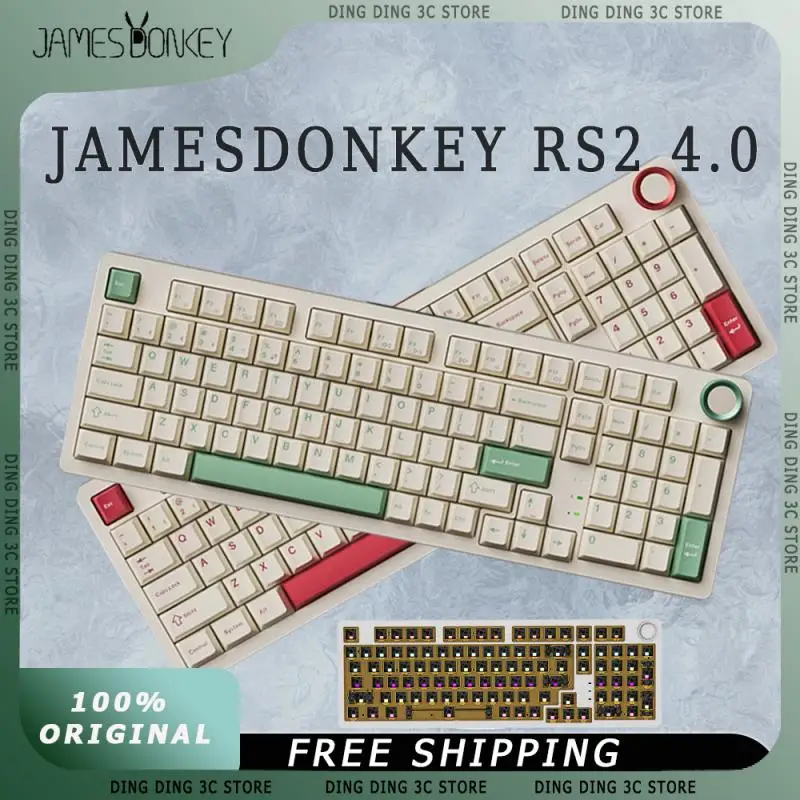 メカニカルキーボードJamesDonkey-RS2 4.0,低ノイズ,低遅延,rgbガスケット,低遅延,3モード,ホットスワップ,カスタム,オフィス,ゲーム用