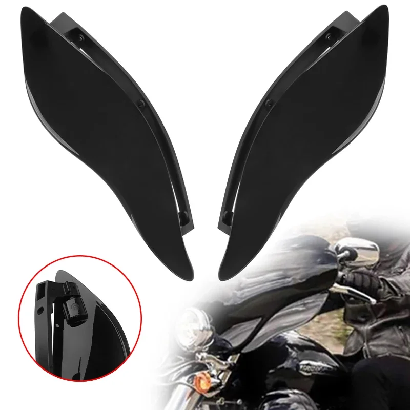 Motorcycle Adjustable Windshield Side Wing Deflector Black For Harley Electra Glide Tri Glide Street Glide 2014-up