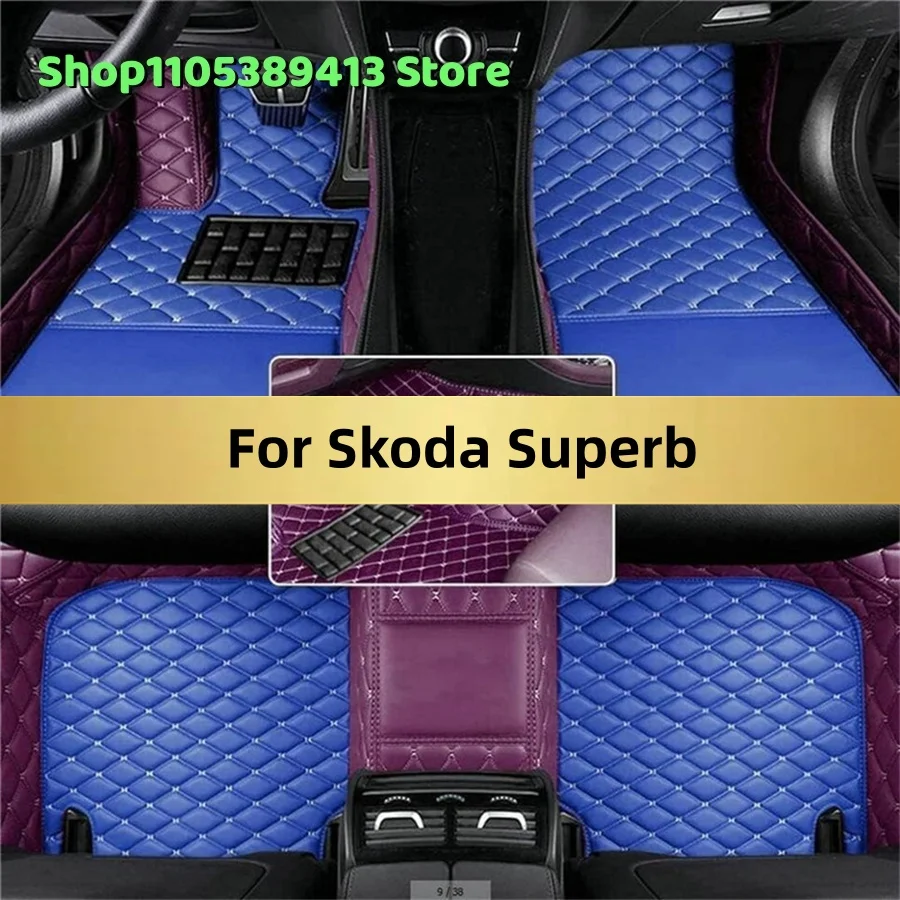 Kunstleder-Fußmatten nach Maß für Skoda Superb 2027 2026 2025 2024 2023 2022 Auto-Zubehör Matten Teppiche