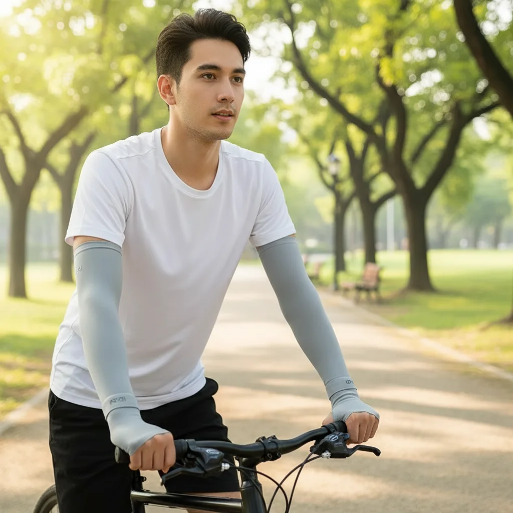 

Men's Ice Silk Sun Protect Arm Sleeves UPF50+ UV Protect for Cycling Driving